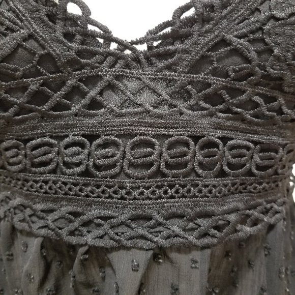 SHEIN top Large lingerie style babydoll swiss dot sheer crochet lace keyhole - Picture 6 of 14